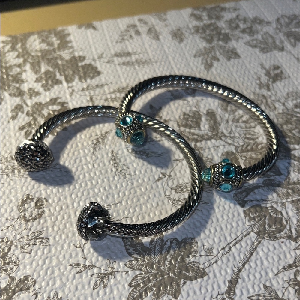 Silver and Blue Women's Jewelry Bracelets
